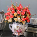 Axyaa Ceramic Vase & Flower Arrangement Set - Home Decor Crafts