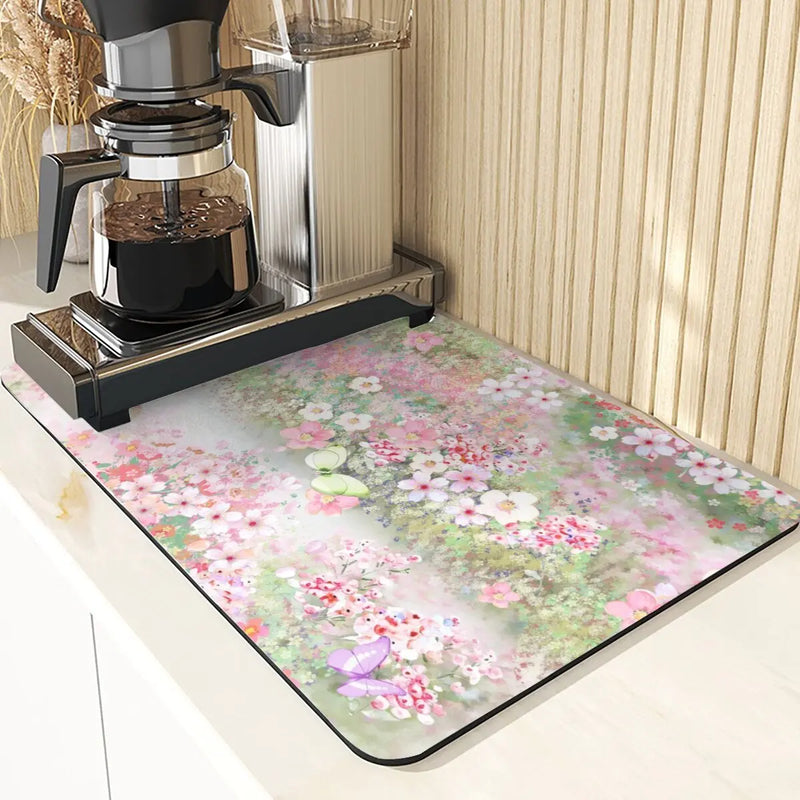 Floral Pattern Kitchen Coasters Set by Axyaa
