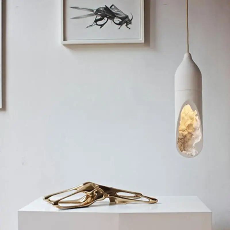 Axyaa White Plaster Pendant Lamp - Modern Wabi Sabi Design