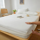 Axyaa Solid Color Cotton Fitted Bed Sheet for Single Double King Queen Bed
