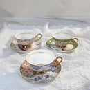 Axyaa Gold Enamel Flower Bird Mug & Saucer Set - 220ML