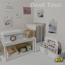 Axyaa 2-Layer Desktop Storage Organizer with Hanging Box for Dorm Cosmetics & Stationery