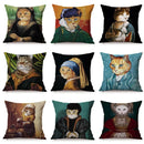 Axyaa Cat Portrait Nordic Art Pillow Cover