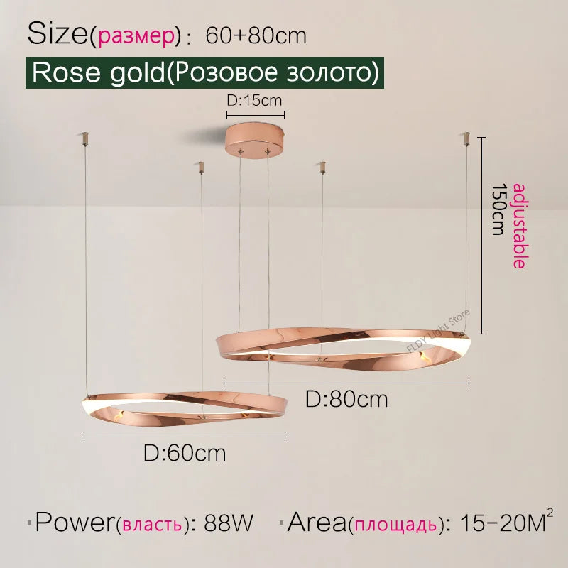 Axyaa Nordic Pendant Chandelier Ring Lamp for Modern Dining Room and Bedroom