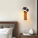 Modern Black Travertine Wooden LED Wall Lamp with Switch by Axyaa