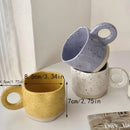Axyaa Modern Print Ceramic Mug with Ring Handle - Set of 2