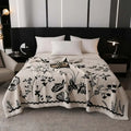 Axyaa European Cotton Fleece Blanket - Double-Layer Jacquard Sofa Blanket for All Seasons