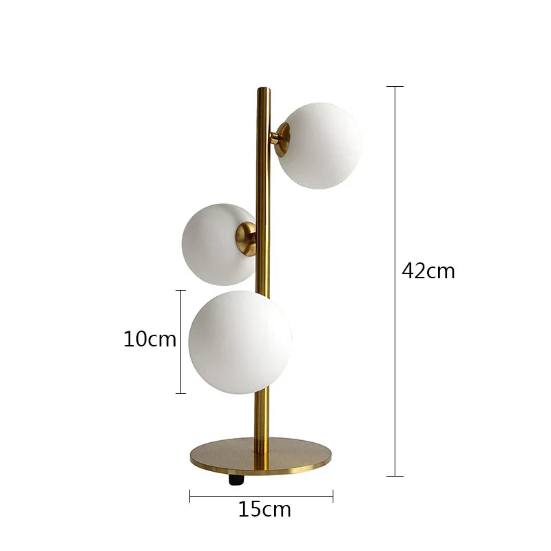 Axya Nordic Glass Ball LED Table Lamp in Gold & Black Iron Art