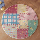 Axyaa Round Patchwork Fluffy Living Room Carpet - Cute Bedroom Area Rugs