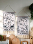 Sun & Moon Bohemian Tapestry with Fringe by Axyaa - Home Decor Art & Gifts
