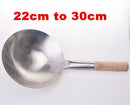 Axya Hand-Forged Non-Stick Wok, Wooden Handle Pure Iron Pan, Chinese Style Iron Pot