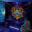 Axyaa UV Mushroom Fractal Tapestry - Psychedelic Wall Art for Bedroom, Dorm Room