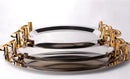 Axya Golden Double Ear Stainless Steel Oval Plate Tray for Buffet and Fruit - Wedding Restaurant Dish