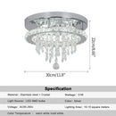 Axyaa Crystal LED Ceiling Chandelier with Remote Control Dimming D30CM