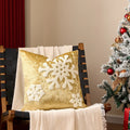 Axyaa Christmas Tree Bell Cushion Cover - Green Red Snowflakes, Pompom Balls Embroidery