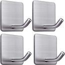 Axyaa Stainless Steel Adhesive Towel Hook: Heavy Duty Silver Sticky Hanger