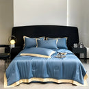 Axyaa Silk Summer Quilt Embroidered Bedspread Blanket Luxe Comforter for Bed