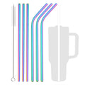Axyaa Stainless Steel Drinking Straws Set 7Pcs with Brush Cocktail Bar for Glasses