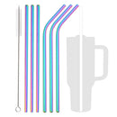 Axyaa Stainless Steel Drinking Straws Set 7Pcs with Brush Cocktail Bar for Glasses