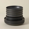 Axyaa Pacifica Collection Seed Grey Stoneware 12-Piece Place Setting for 4