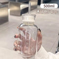 Axyaa Large Glass Water Bottle with Straw, 2 Lids, Clear, Leakproof, Kawaii Eco-Friendly Design