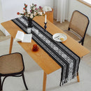 Axyaa Cotton Table Runner Black Stripe Splicing Path Wedding Dinner TV Cabinet Nordic Decor