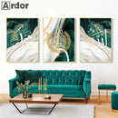 Marble Green Gold Allah Name Arabic Calligraphy Canvas Print by Axyaa