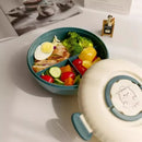 Axyaa Double-layer Bento Box with Sauce Compartment - Microwave Safe Plastic Lunch Box