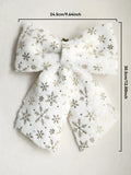 Axyaa White Furry Gold Snowflake Print Christmas Tree Topper Bow & Hanging Ornaments