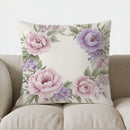 Axyaa Floral Peony Pillow Cover - Purple Blooms Pattern - Sofa Bedroom Car - Cushion Cover