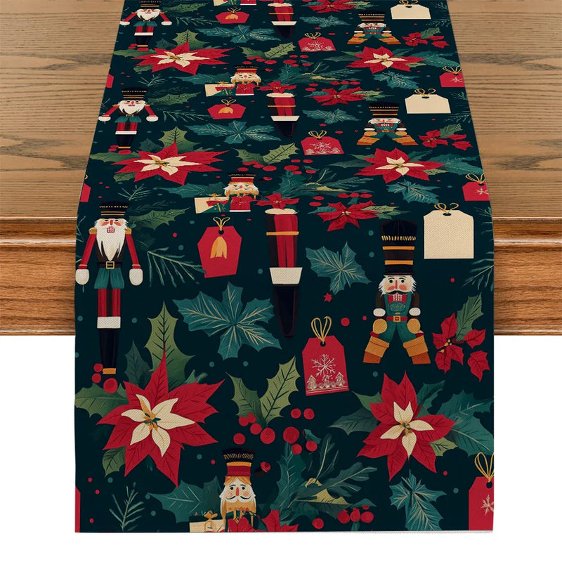 Axyaa Christmas Holly Table Runner for Kitchen Home Dining Room Decoration