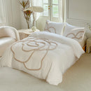 Axyaa 3D Flower Embroidery Bedding Set with Duvet Cover & Pillowcase