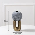 Axyaa Abstract Art Ceramic Vase with Artificial Flowers - Modern Room Decor Aesthetic