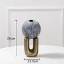 Axyaa Abstract Art Ceramic Vase with Artificial Flowers - Modern Room Decor Aesthetic