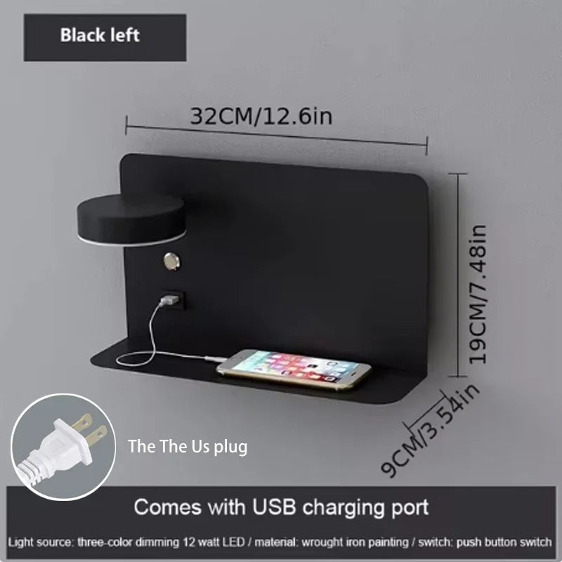 Axyaa Rotatable Button Switch Wall Lamp with USB Charging, Modern Minimalist Design