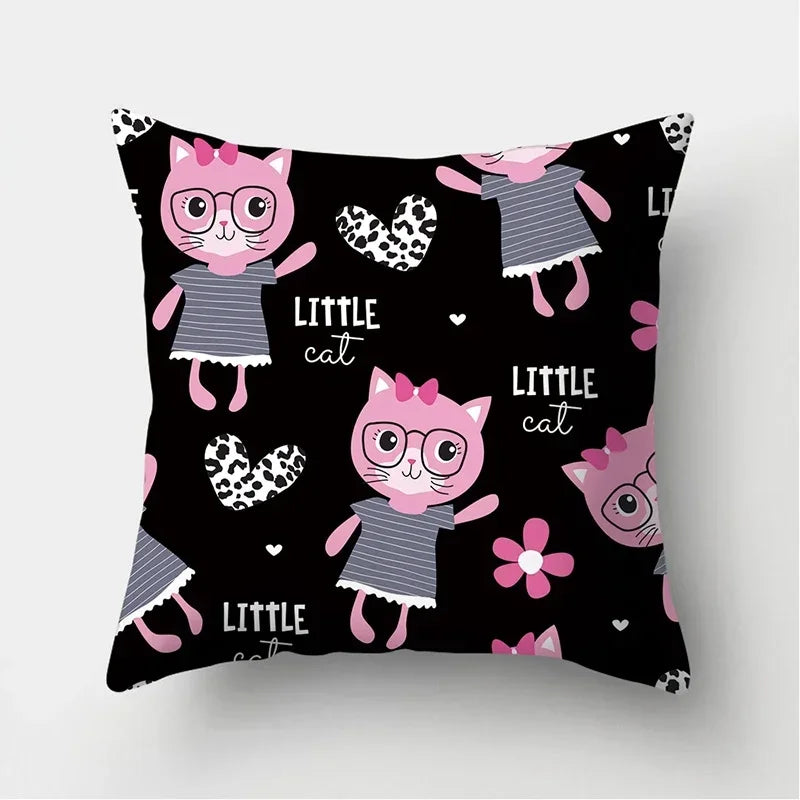 Black Cat Pattern Pillowcase for Sofa Decor Axyaa Brand