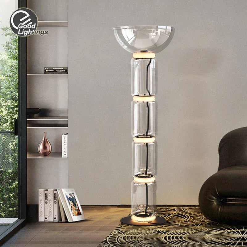 Axyaa Bright LED Glass Floor Lamp - Modern Nordic Design for Living Room