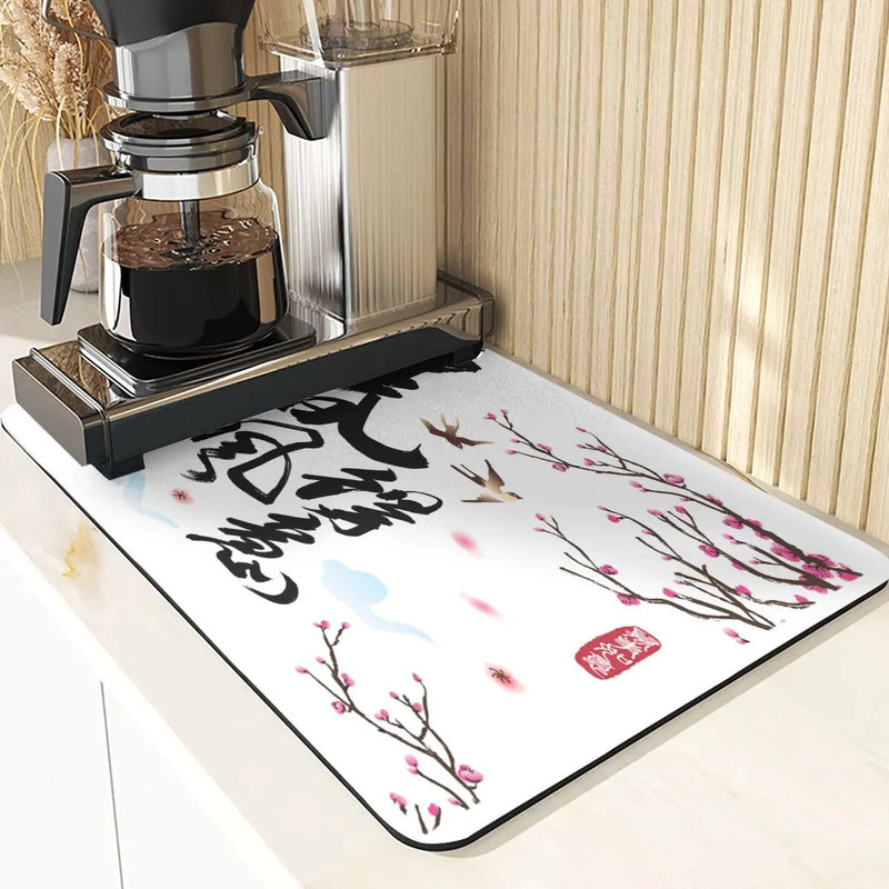 Axyaa Chinese Style Flowers Pattern Cup Mat Set for Dining Table