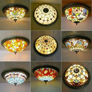 Axyaa Pastoral Glass Ceiling Lamp - European Style Colorful Round Fixture