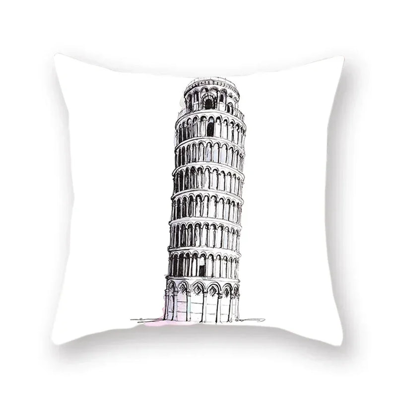 Axyaa World Buildings Printed Cushion Covers