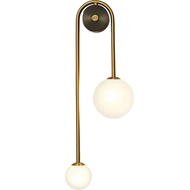 Axyaa Gold Iron Glass Ball LED Wall Lamp - Modern Bedroom Lighting