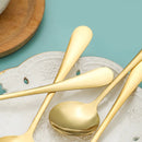 Axyaa Golden Stainless Round Teaspoons Long Handle Dessert Coffee Spoons