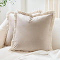 Axyaa Velvet Decorative Pillow Cover with Tassels - Orange/Ivory/Green - 18x18/20x20/24x24