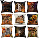Axyaa Happy Halloween Dog Cat Linen Pillow Covers Cushion Cover Home Decor Pillowcase