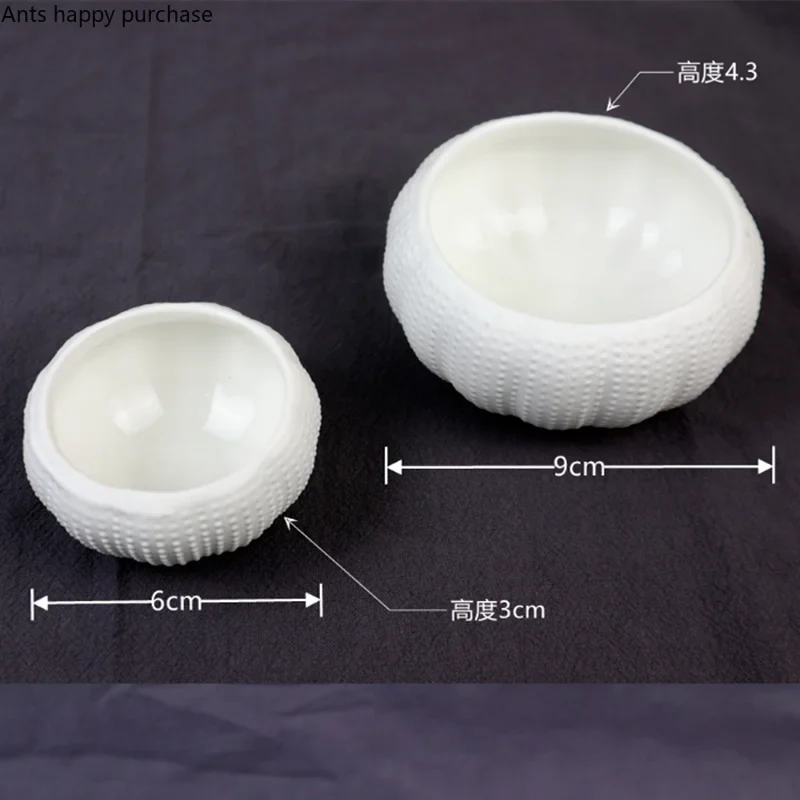 Axya White Ceramic Sea Urchin Dessert Bowl Set for Home Dining