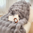 Axyaa Luxe Double Layer Rabbit Fur Tie-Dye Throw Blanket