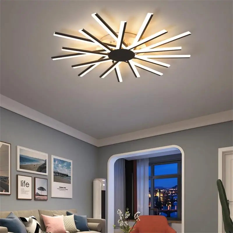 Axyaa Flower Shape Acrylic Chandelier: Gold, Black, White; Indoor Lamp for Bedroom, Living Room