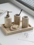Axya Wabi Sabi Bathroom Set: Soap Dispensers, Wash Cup, Toothbrush Holder, Soap Dish