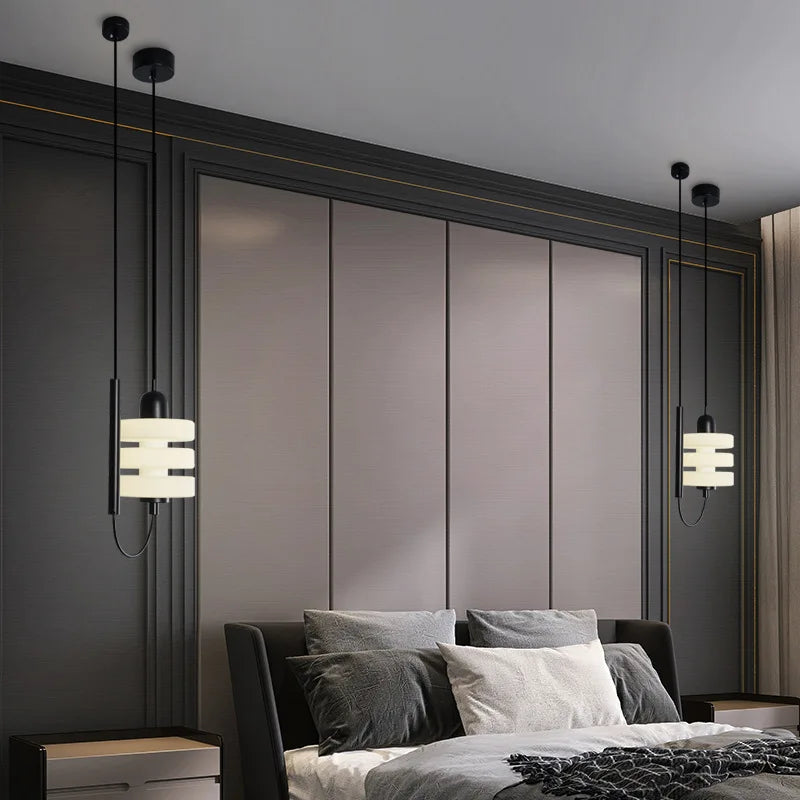 Axyaa Modern Black Glass Pendant Sconces LED Chandelier