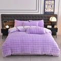Axyaa Velvet Bedding Set: Duvet Cover, Comforter, Sheet, Pillowcase - 4pc Set